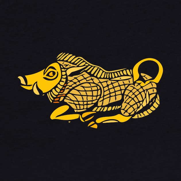 Scythian wild boar at a gallop - timeless abstraction by LeahHa